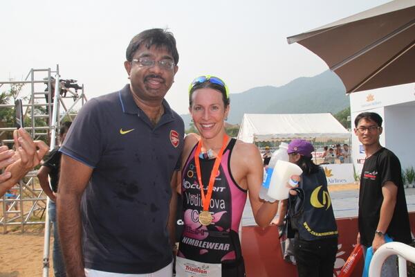Mr.Ravi Chandran,MD #LagunaLangCo with <a href="/radkavodickova/">Radka Vodickova</a> 2 times woman champion of 2013, 2014 Triathlon, #Vietnam