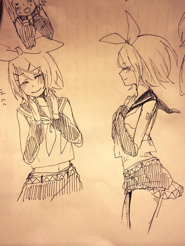 そういえば昨夜のバイト終わった後にした落書きをあげます
リンちゃんしか描いてない… 