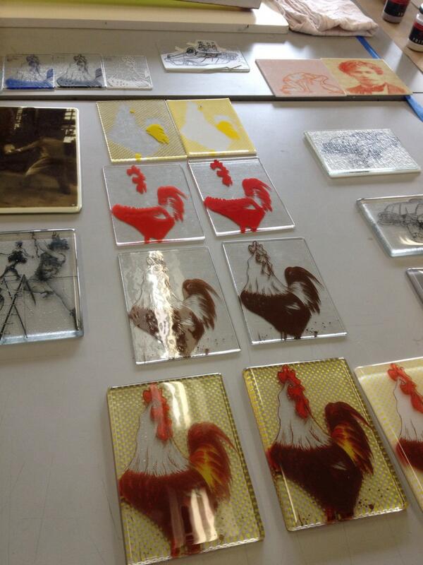 heatherhuston's tweet image. Silkscreening with glass frit. #SGCI2014