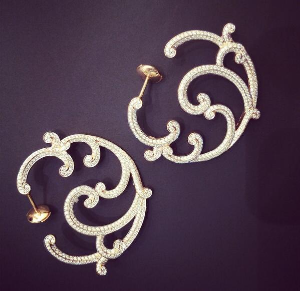 OfficialFaberge's tweet photo. A sneak preview of the new Fabergé collection...#diamonds #earrings #Baselword2014 http://t.co/cDAyxxqFBK