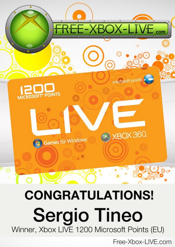 Congratulations for winning our #XboxLIVE 1200 Microsoft Points (EU) giveaway, Sergio Tineo! facebook.com/freexboxliveco…