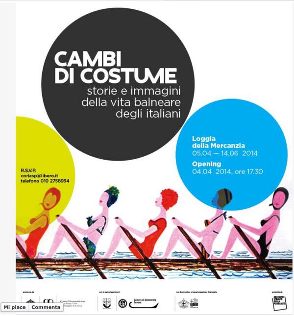 luckysix's tweet photo. Invito ufficiale mostra 'Cambi di costume' Genova, Loggia della Mercanzia. Inaugurazione/Opening 04.04.2014 h 17.30 http://t.co/pajj6og72n