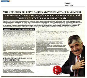 HAYATIMDA BÖLEN OLMADIM, BÖLEREK BİZE ZARAR VERENLERİ TARİH VE ÜLKÜCÜLER AFFETMEYECEKTİR!