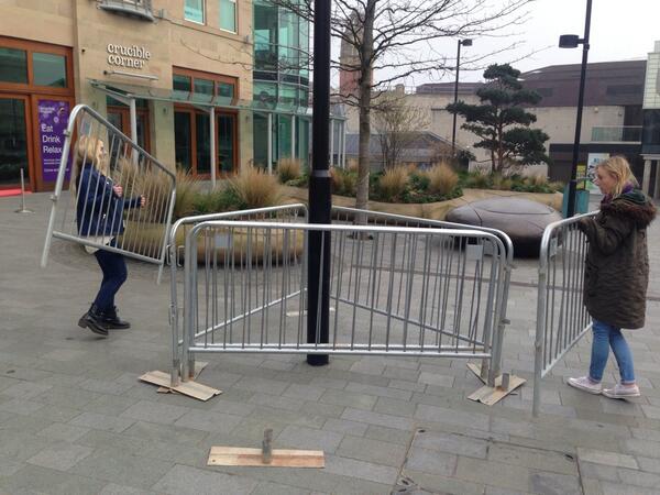 The girls hard at work with the barriers this morning.