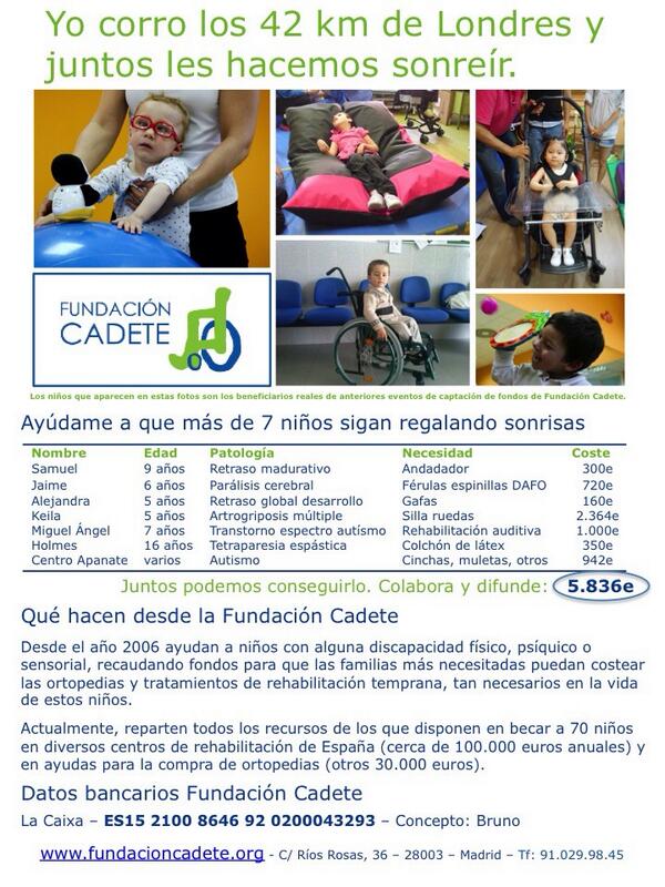 bmatamayrand's tweet image. Muy entrenado y motivado para terminar el maratón y con tú ayuda recaudar los 5.800e que necesitan estos 7 ángeles!!