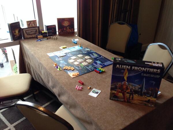 CleverMojoGames's tweet photo. #AlienFrontier demos and tournament today at #ECCC in the Sheraton. Come by and say HI! http://t.co/Y7MHqSWEj0