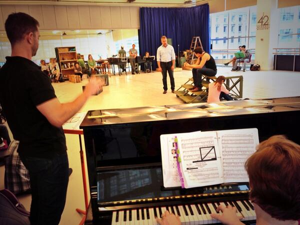 Music dir. BradHaak conducts 'You Have to Be Taught' #SouthPacific reh. w/ MikeMcGowan (Emile) DougCarpenter (Cable)