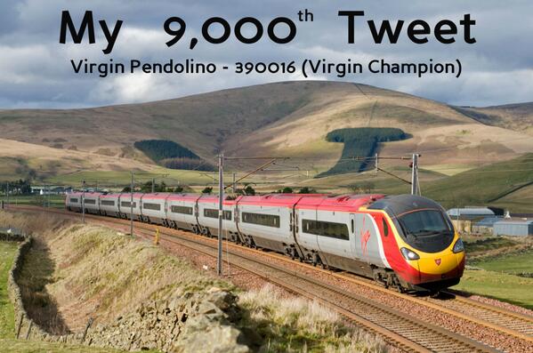 TeamVirginTrain's tweet image. Celebrating my 9,000th #TeamVT tweet with Virgin Pendolino - 390016 (Virgin Champion). #Achievement