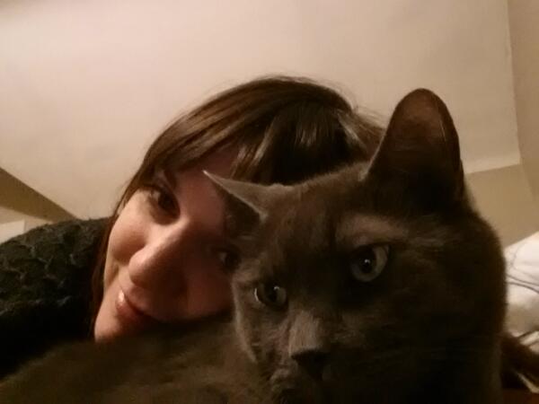 Cuddling with Smokey #kittylove