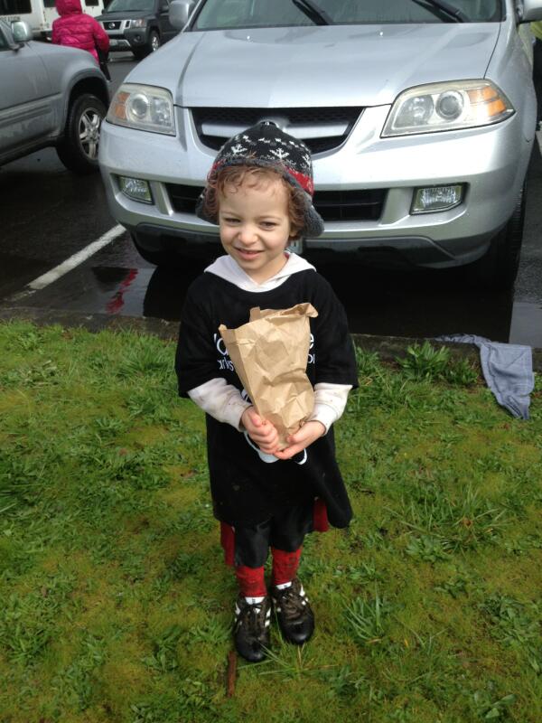 Happy to get a post game snack. He was bummed about not scoring a goal
