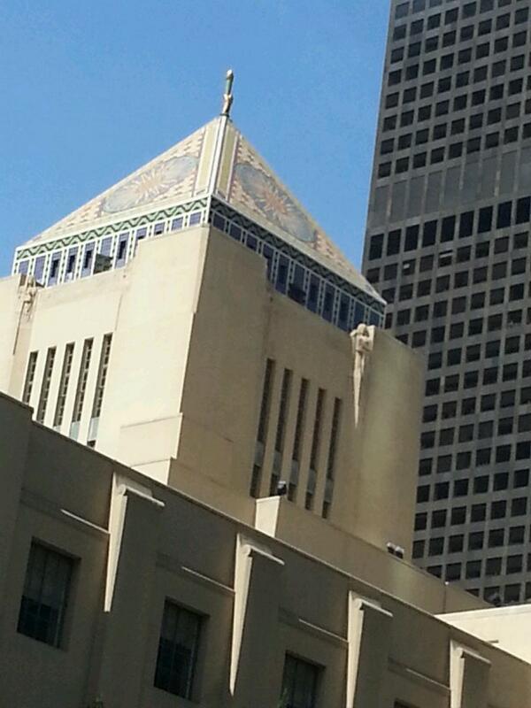 auroranibley's tweet image. Sizzling sunbursts, topped by a golden dildo. #LAwalkingtour #LACentralLibrary
