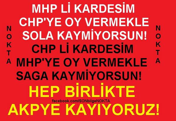 DAHA NET OLANI VAR MI ?

İNAT EDİP GÜÇLÜ MUHALİF PARTİYE ATMADIĞINIZ HER OY İÇİN

AKPKK YA ÇALIŞMISSINIZ DEMEKTİR !!