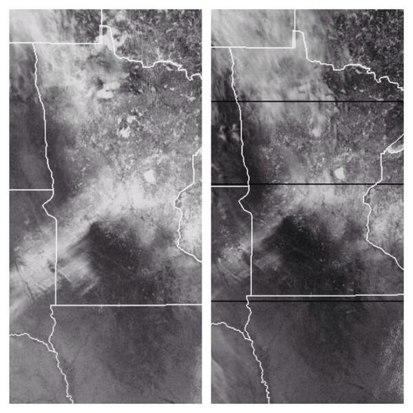 kare11's tweet photo. RT @svensundgaard: 2 hours of snow melt from space: before, after: http://t.co/SOhdS4rHKR