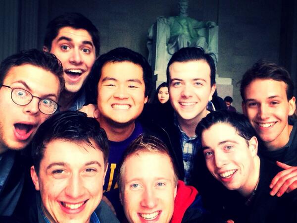 The Streeters visit the Lincoln Memorial, singing on the steps in the rain. #patriotic #roadtrip #acappella
