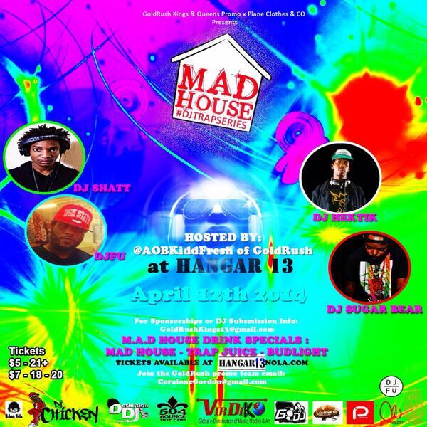 LaCollegeFest's tweet photo. ---> TICKETS http://t.co/qWVMVcRJVh <--- ATTN: M.A.D. House #DJTRAPSERIES Presents April 12th, 4 DJ's,15 minute sets! http://t.co/RjL1xZgWZT