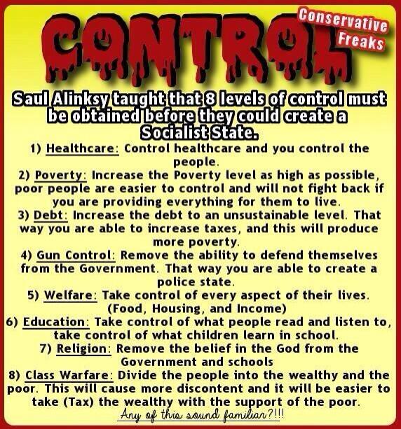 EMAdair225's tweet photo. Alinski taught 8 levels of control must be obtained b4 they could create a Socialist State! (Obama/Clinton) #greta http://t.co/lHHVZ5vjUM