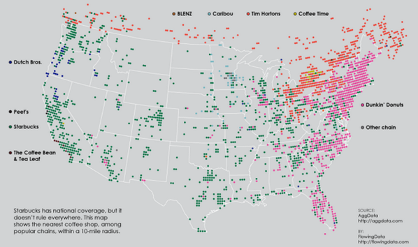 Gizmodo's tweet image. The United States of coffee chains gizmo.do/sF9f35E