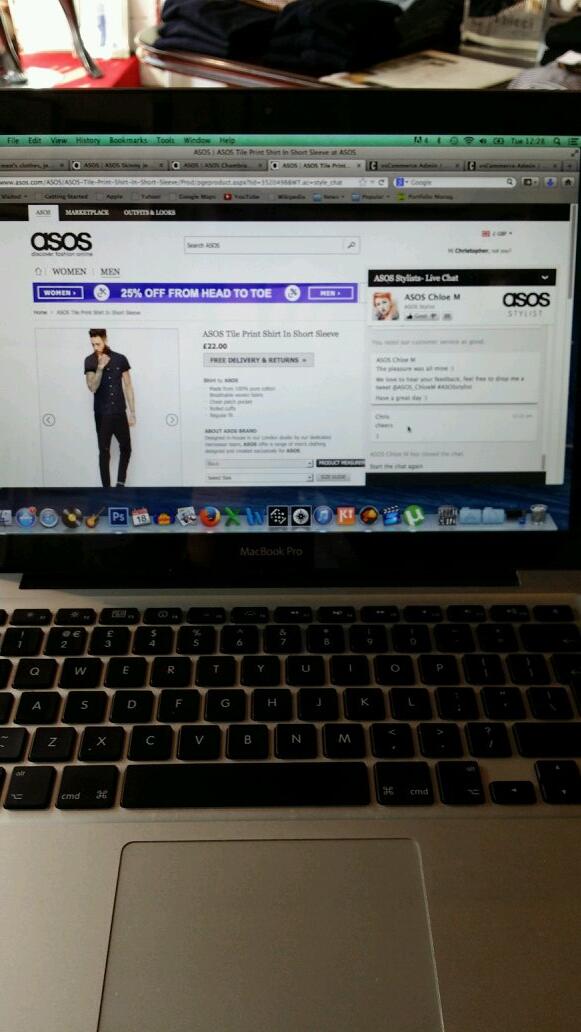 Just had great customer service from @ASOS_ChloeM . Top service. Thanks again