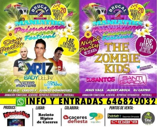 Clarita_RRPP's tweet photo. @PrimaveraCC14 ENTRADAS 646829032 Día entero+barrilada 14€/Noche a partir de las 22h+copa 10€ @estudiantesdCC http://t.co/cxbcElJBEE