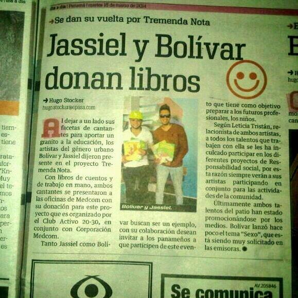 leticiatristan's tweet photo. El @DiaaDiaPa Publica que los artistas @bolivarmusica y @jassiel507 cumplen sus programas de "Respondabilidad Social" http://t.co/W3pg6UhWBw