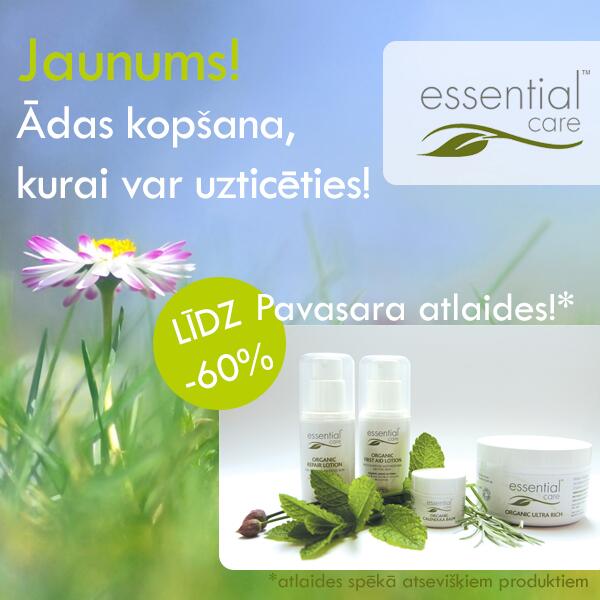 Jaunums EkoVeikals produktu klāstā - Essential Care organiskā kosmētika.