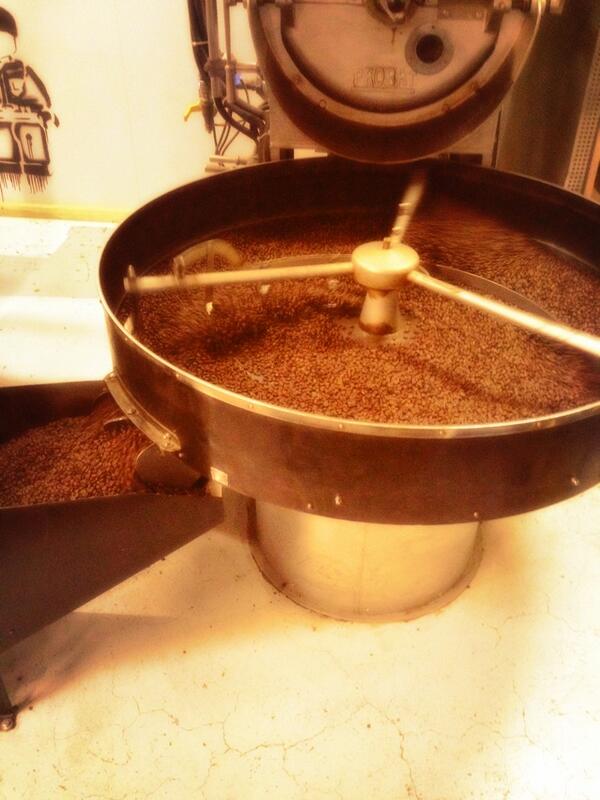 There's a giant coffee bean roaster at <a href="/ambossrampe/">ambossrampe</a>, tonight's venue in Zurich. Naturally.