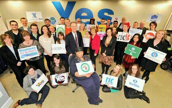 RICSchools's tweet photo. Glasgow coordinator @saffron_dickson with our logo at the front of the latest @YesScotland photo. #yesscot http://t.co/nksusqt7uD