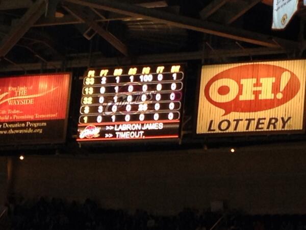 LeBron James' name misspelled on Cleveland scoreboard (Photo)