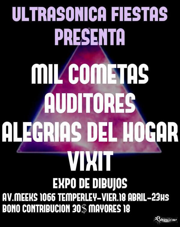 milcometasindie's tweet photo. El próximo mes estaremos en la nueva edición de Ultrasonica en Cultura del Sur http://t.co/y78fyTasrc