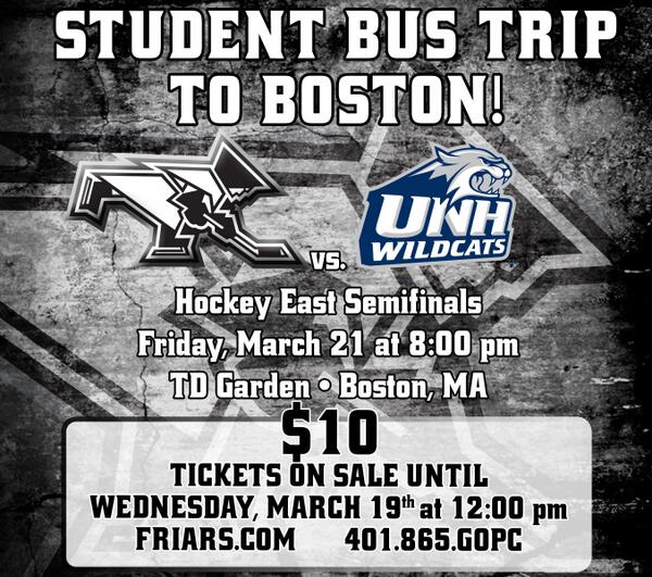 PCAthletics's tweet image. STUDENTS!! Make sure you get your ticket to the @Hockey_East Semifinal game on Friday! @FriarsHockey #gofriars #pcmih