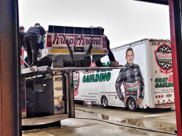 graygaulding's tweet photo. going into the trailer ... next stop @MartinsvilleSwy testing tomorrow and Thursday #Kroger250 @NASCAR_Trucks http://t.co/OMOCAdhujU
