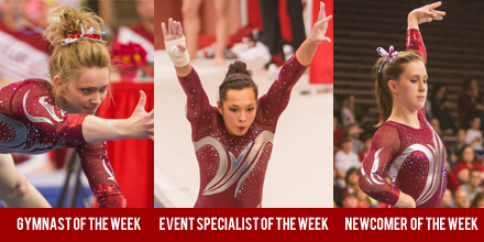 OU_WGymnastics's tweet photo. Congratulations @haleyscaman, @maileanagymnast and @ChayseCapps! #SoonerSweep http://t.co/8XUJAVnvft