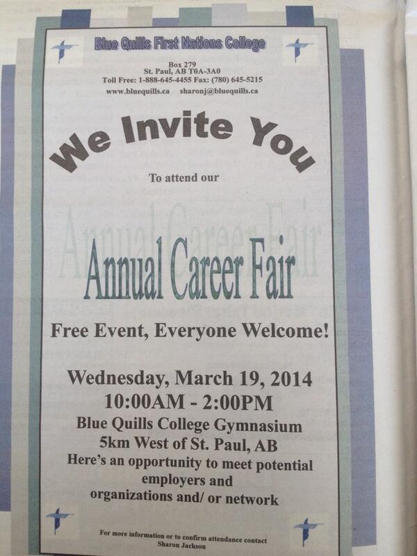 Blue Quills First Nation Career Fair is tomorrow and free for everyone to attend