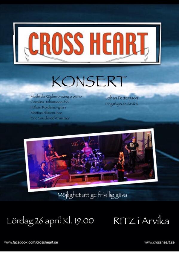 CrossHeart_'s tweet photo. Välkommen på #konsert #arvika #Ritz 26 april 19.00 http://t.co/MN5bfHNolW