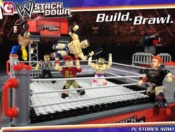 WWEStackDown's tweet image. All new #WWEStackdown building sets! In store now, in the construction aisle! wwestackdown.com @WWE @JohnCena