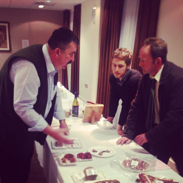 legend <a href="/MarcFrederic/">Marc-Frederic</a> giving Martin &amp; son <a href="/GreenfieldPork/">Greenfield Pork</a> pork some pearls of wisdom! <a href="/HampshireFare/">Hampshire Fare</a> #sausagecomp