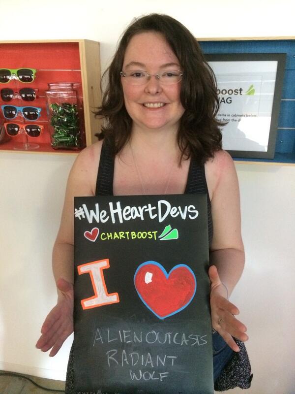 OMGLeoT's tweet image. @torbochkina at @Chartboost #GDC party #WeHeartDevs !