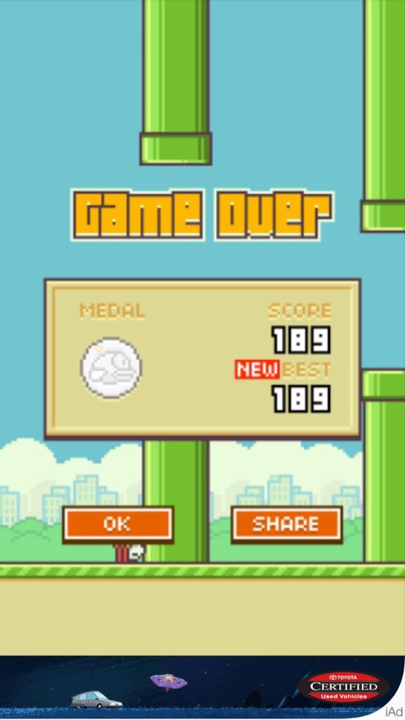 Butes1532's tweet photo. #flappybirdhighscore http://t.co/iNVjEgMhRf