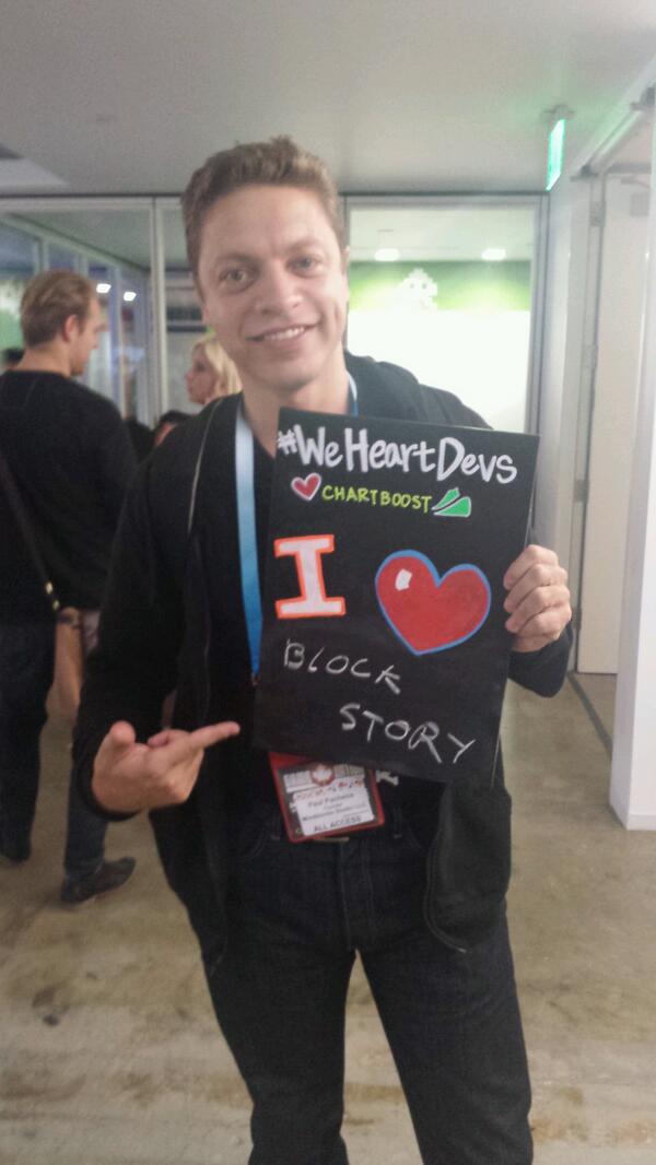 BlockStory1's tweet image. Having fun with @chartboost #WeHeartDevs  at #GDC2014