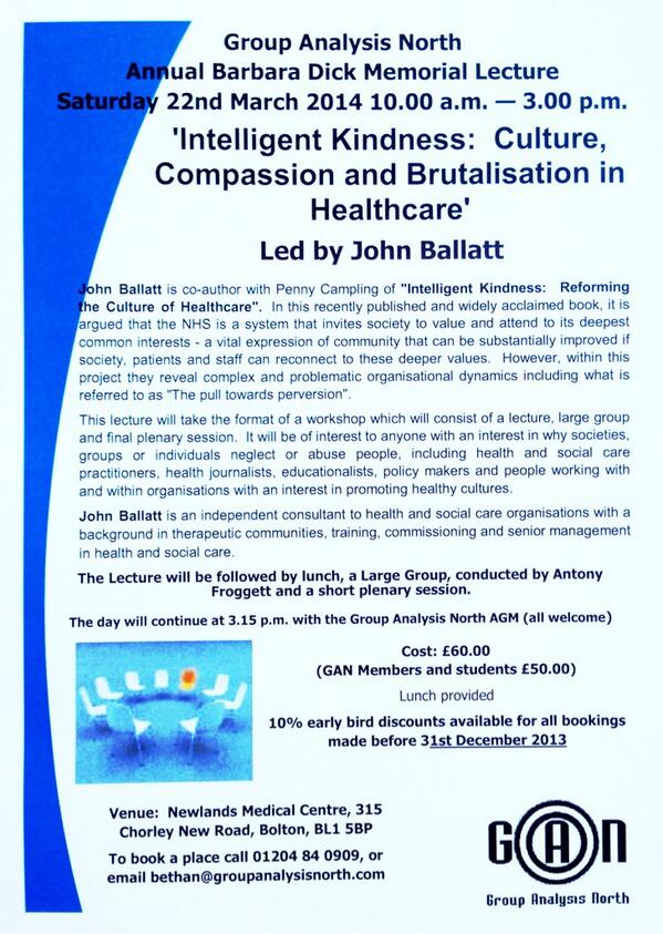 _ThinkingSpace_'s tweet photo. Very pleased to be conducting the large group at the GAN Intelligent Kindness workshop this Saturday http://t.co/vV8siyZ5hk