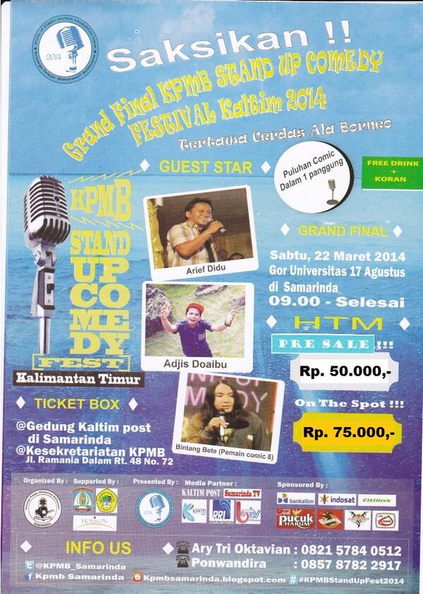 Saksikan! Hari ini di GOR UNTAG SMD #KPMBStandUpFest2014 HTM : OTS 75rb CP : Ary 082157840512 | <a href="/BemUnmul/">BEM Unmul</a>