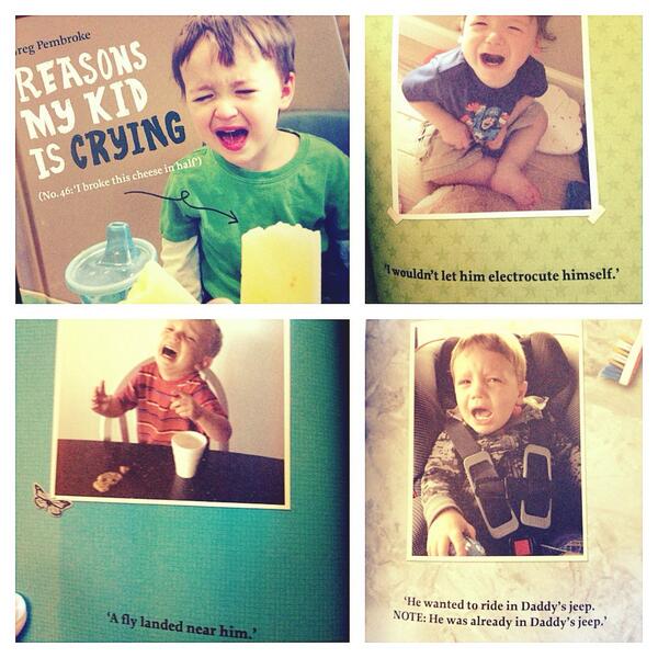As a parent you're gonna love this book. All the perfectly logical reasons why kids are crying :)