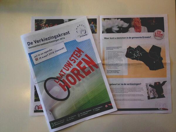 Al gestemd vandaag? #Stemmen in #Ermelo is deze keer veel gemakkelijker dankzij de #Verkiezingskrant van de gemeente!