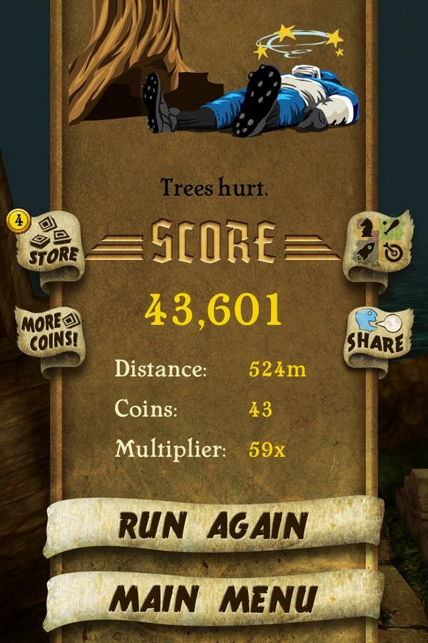 AdamcSaunders's tweet photo. I got 43,601 points while escaping from demon monkeys. Beat that! http://t.co/E9PQKkzb2X #TempleRu מכ http://t.co/jYL4F38A96