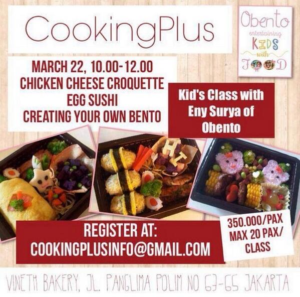 Olwongso's tweet photo. Kids class is on! Learn to make your own fun, creative and healthy bento @williamwwongso  ... http://t.co/ywzLVY4IOM http://t.co/eur34j43jj