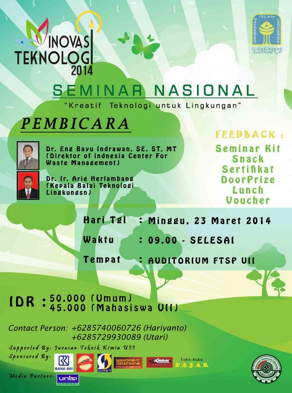 #jogja <a href="/Itek_2014/">Inovasi Teknologi </a>: 23/3/14 SemNas Kreatif Teknologi untuk Lingkungan, itek2014 di audit FTSP UII | MhsUII 45K &amp; U 50K