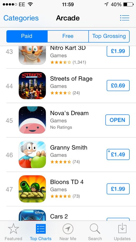 novasapp's tweet image. We are #45 place in the UK and #139 place in Australia for the arcade games category!