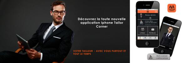 tailorcorner's tweet photo. Découvrez la toute nouvelle application Iphone de Tailor Corner, disponible sur itunes https://t.co/CQc42yMtSl http://t.co/6Hx8ENjbua