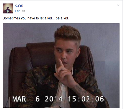areyouagremlin's tweet photo. K-OS' take on the Biebs http://t.co/EP581vl4zr