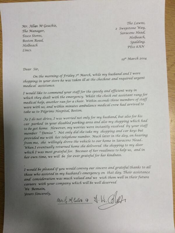 Another great letter from a thank full customer well done Denise again!!!
